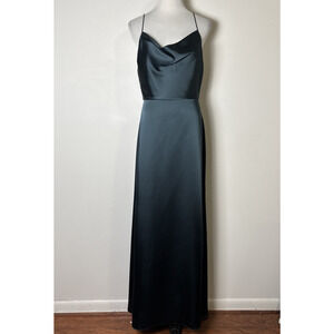 Dessy Collection Satin Cowl Neck Maxi Dress in Black